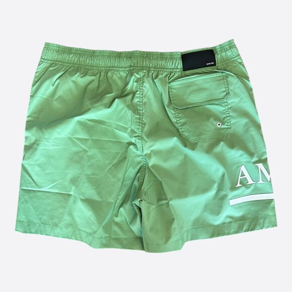 Amiri Green & White MA Bar Logo Swimshorts - Picture 2 of 4
